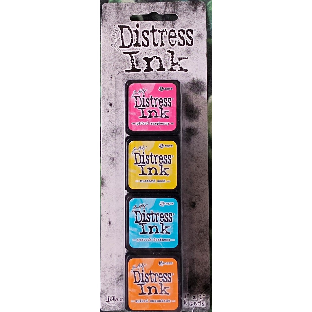Tim Holtz Mini Distress Ink Pads Kit #1 Raspberry Mustard Seed Peacock Ranger